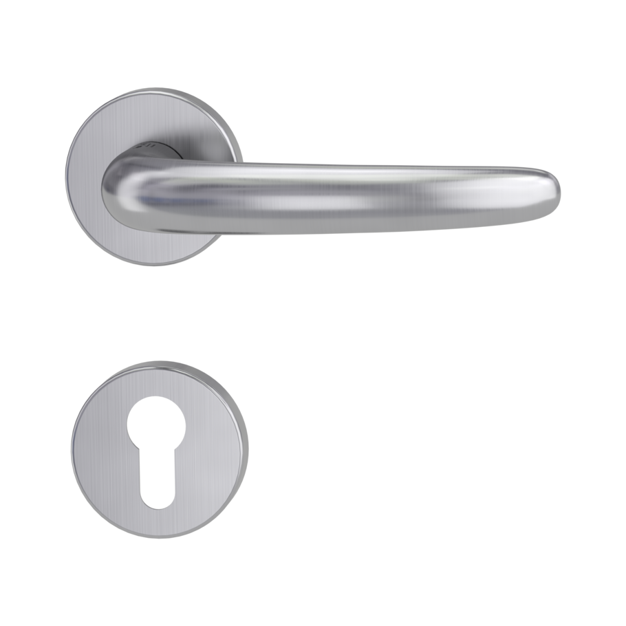 door handle set ULMER GRIFF clip on cl3 rose set round euro profile brushed steel