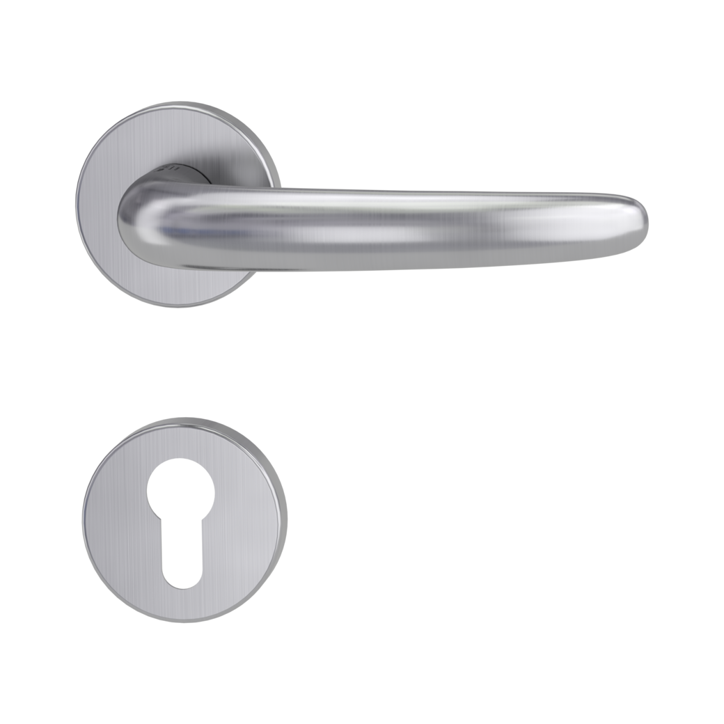 door handle set ULMER GRIFF clip on cl3 rose set round euro profile brushed steel
