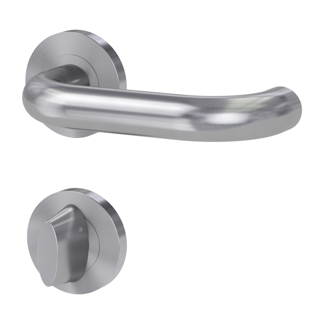 door handle set ALESSIA PROF screw on cl3 rose set round wc brushed steel