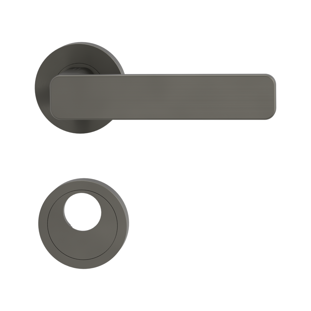 door handle set MINIMAL MODERN screw on cl4 rose set round swiss profile cashmere grey