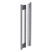 Silhouette product image in perfect product view shows the Griffwerk handle bar pair LUCIA in the version unlockable, brushed steel, adhesive technique