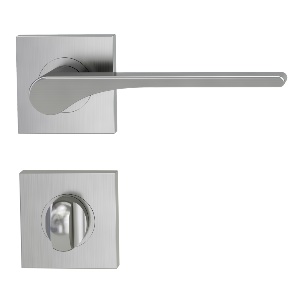 LEAF LIGHT door handle set Screw-on sys.GK4 straight-edged escut. WC velvet grey