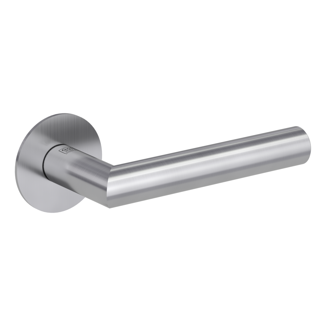 LUCIA PIATTA S door handle set Flat escutcheons round OS satin stainless steel