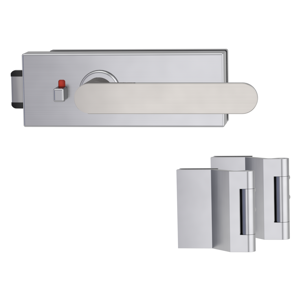 Jgo.Herrajes puerta de cristal PURISTO S smart2lock Silencioso bisagras 3-pzas AVUS Gris terciopelo