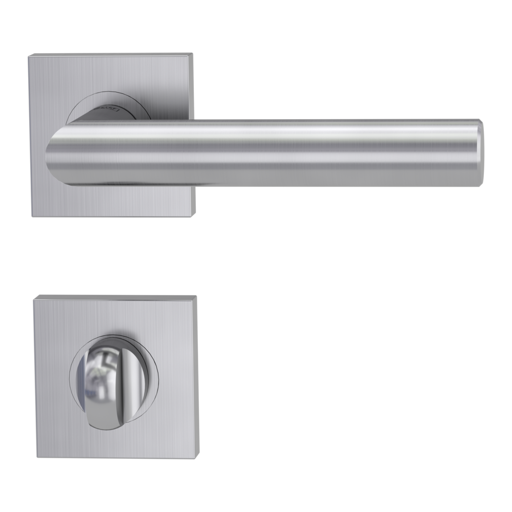 door handle set LUCIA PROF screw on cl3 rose set square wc brushed steel