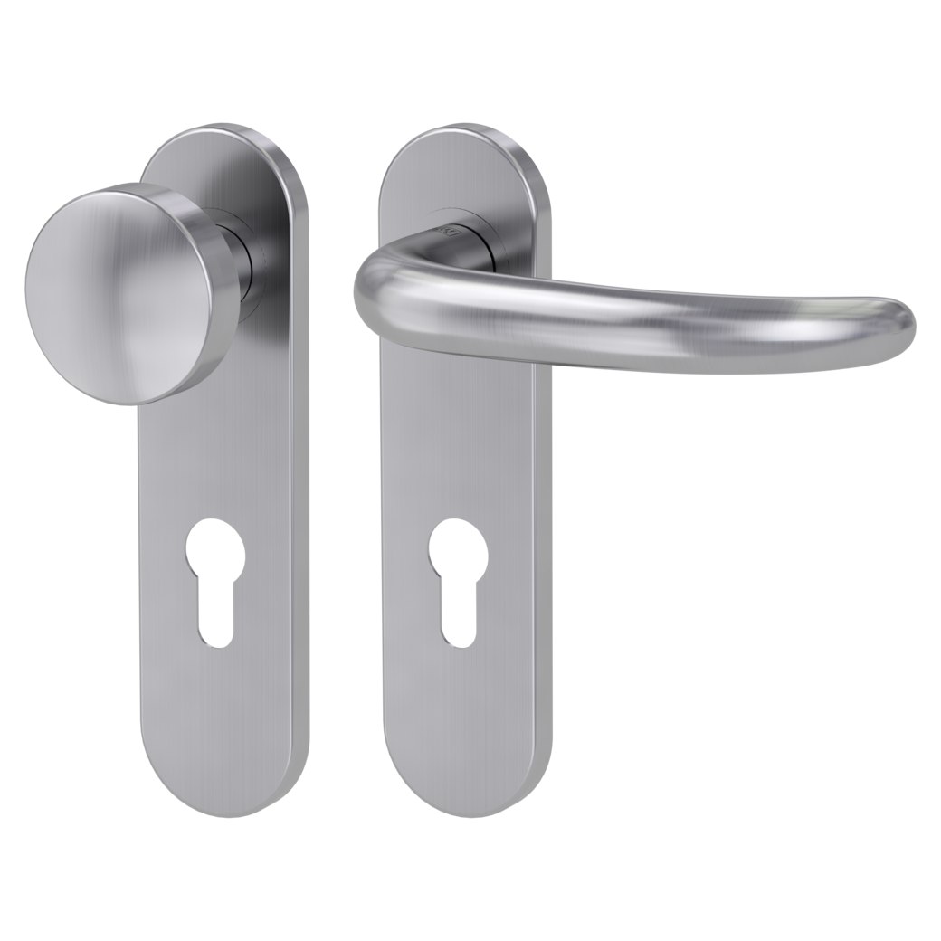 knob handle rose set ULMER GRIFF PROF screw on panic short plate round knob R2 38-50mm brushed steel R