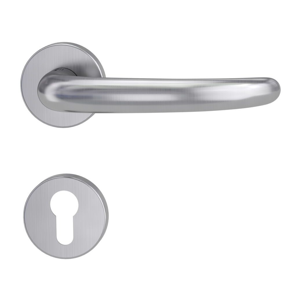 ULMER GRIFF door handle set Clip-on system FS round escutcheons Satin stainless steel profile cylinder