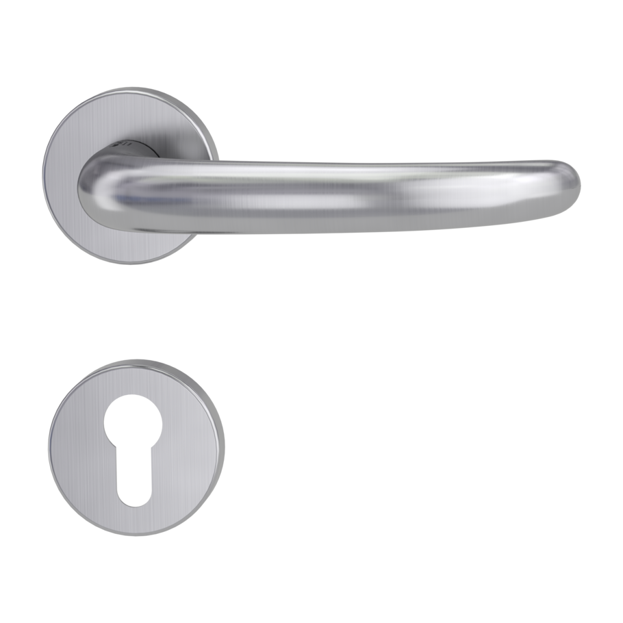door handle set ULMER GRIFF clip on FP rose set round euro profile brushed steel