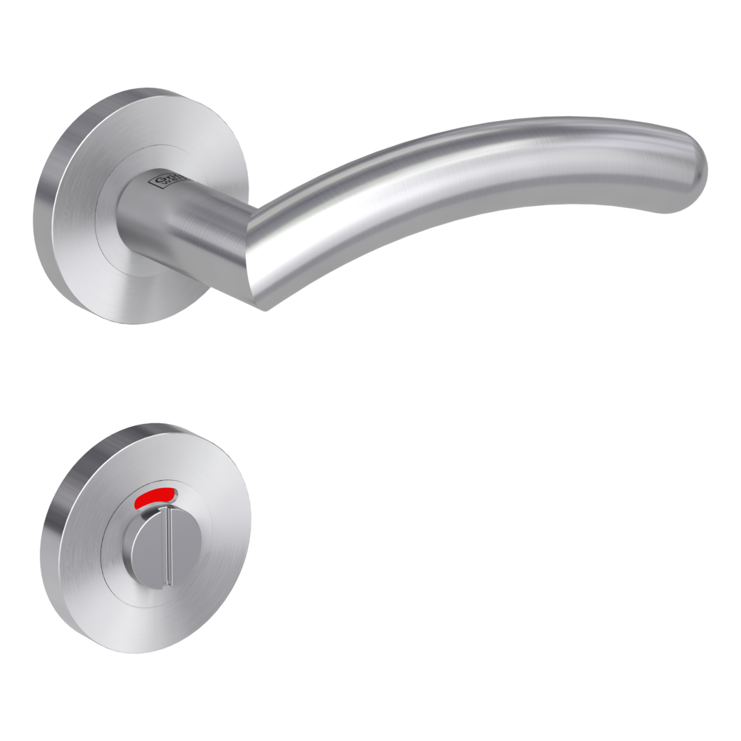 door handle set SAVIA PROF screw on cl3 rose set round wc red/white brushed steel