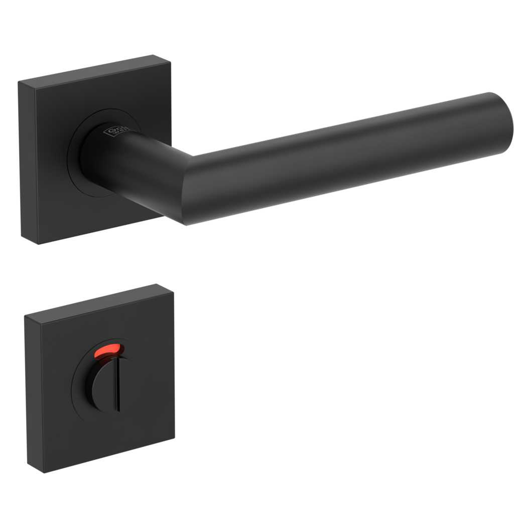 door handle set LUCIA PROF screw on cl3 rose set square wc red/white graphite black