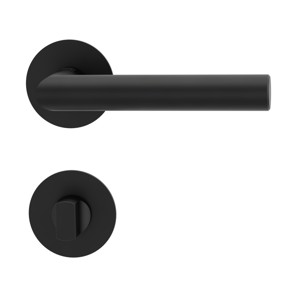 LUCIA PIATTA S door handle set Flat escutcheons round WC graphite black