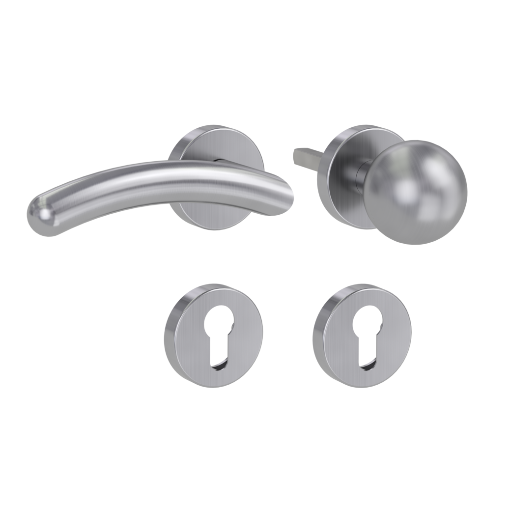 knob handle rose set SAVIA clip on cl3 rose set round knob R4 brushed steel L