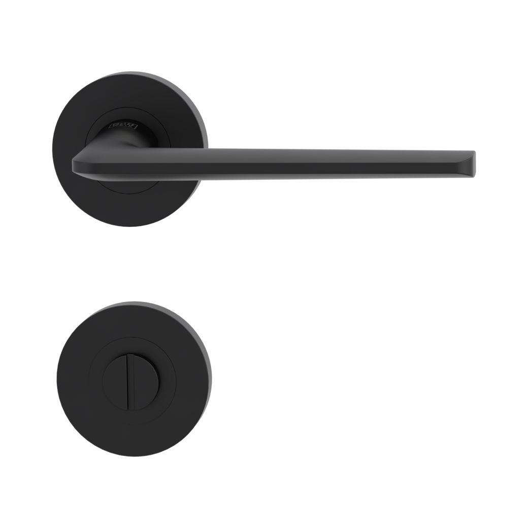 REMOTE door handle set Screw-on system GK4 round escutcheons WC graphite black
