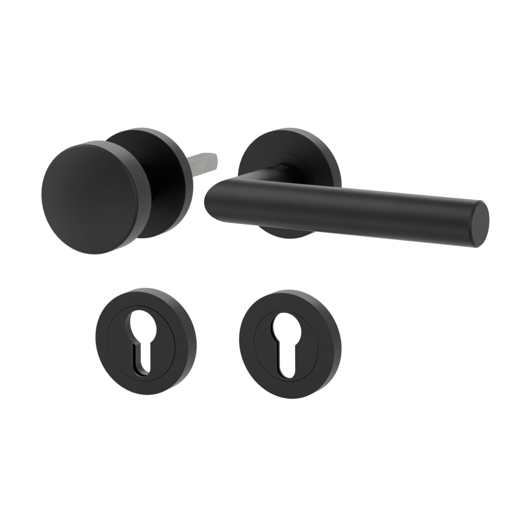 knob handle rose set LUCIA PROF screw on FP rose set round knob R2 38-50mm graphite black R