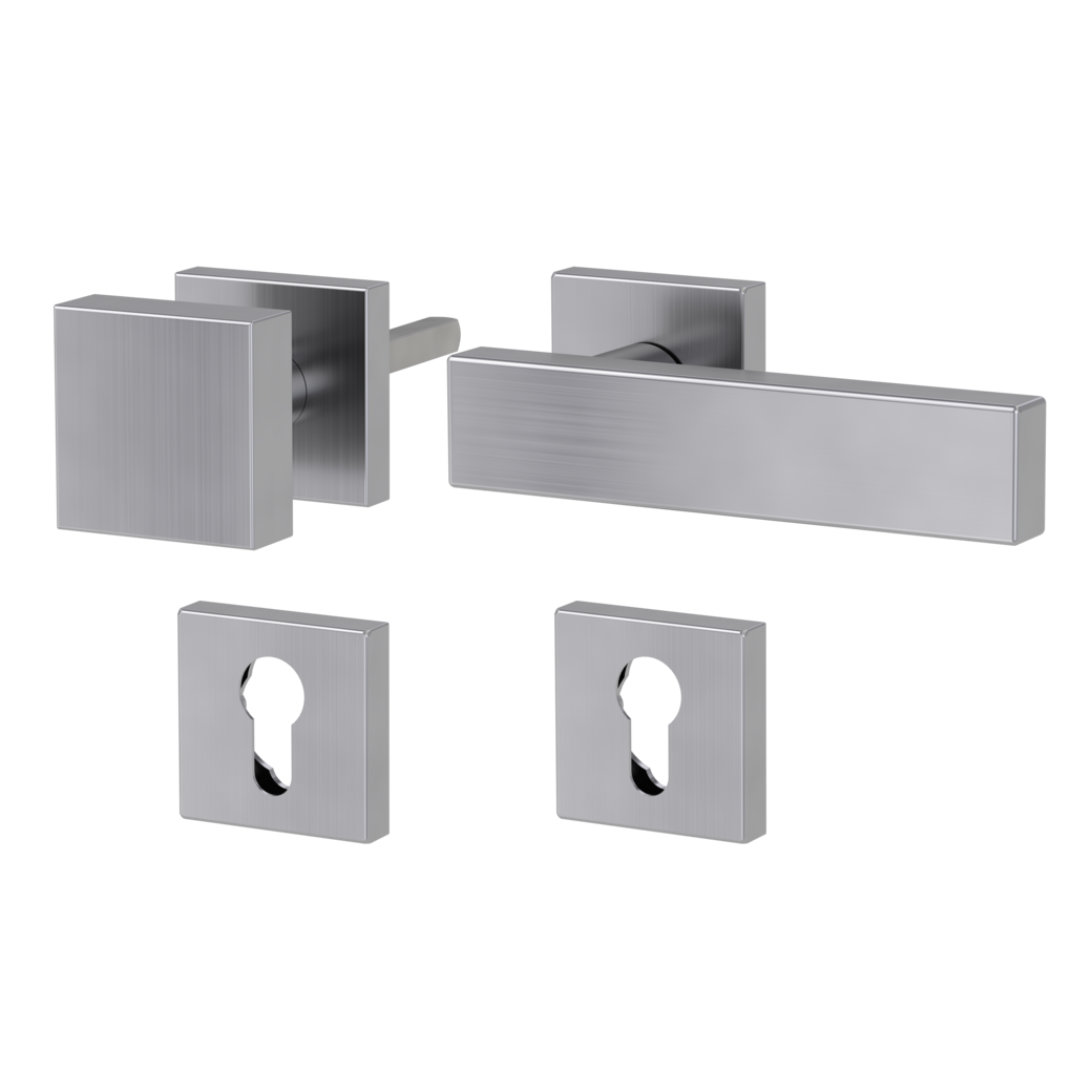 knob handle rose set CARLA clip on cl3 rose set square knob SQUARE brushed steel R