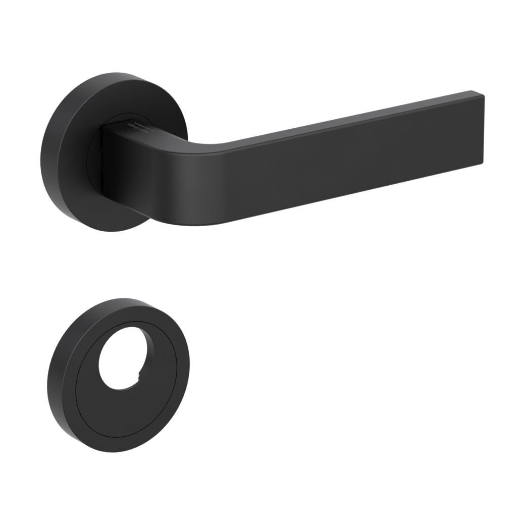 door handle set GRAPH screw on cl4 rose set round swiss profile graphite black