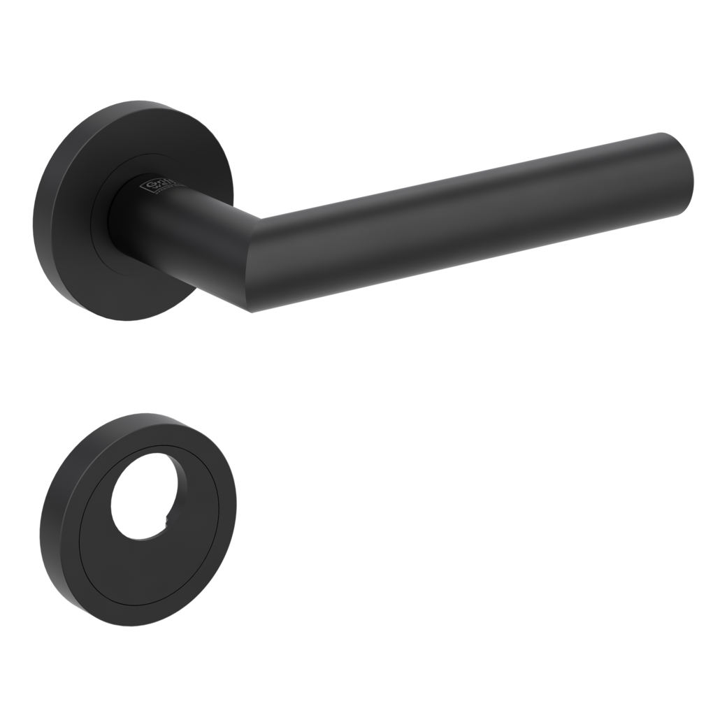 door handle set LUCIA PROF screw on cl3 rose set round swiss profile graphite black