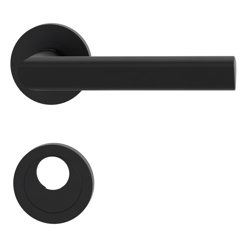 door handle set TRI 134 screw on cl3 rose set round swiss profile graphite black