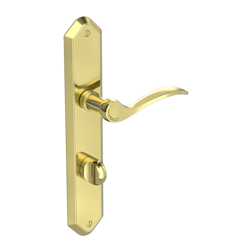 door handle set AMADEUS deco screw long plate freeform wc brass look
