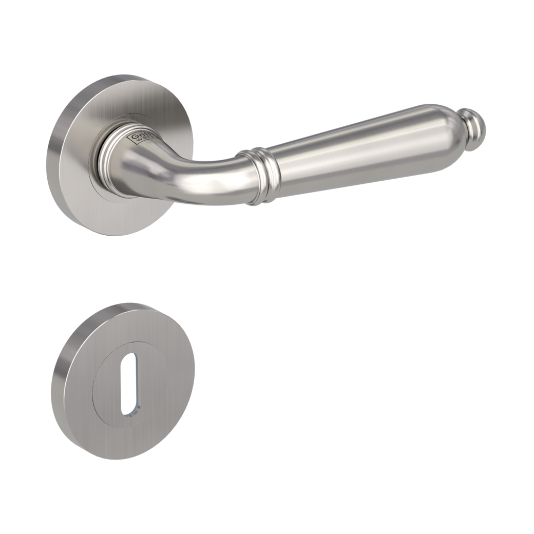 door handle set CAROLA screw on cl4 rose set round mortice lock velvety grey