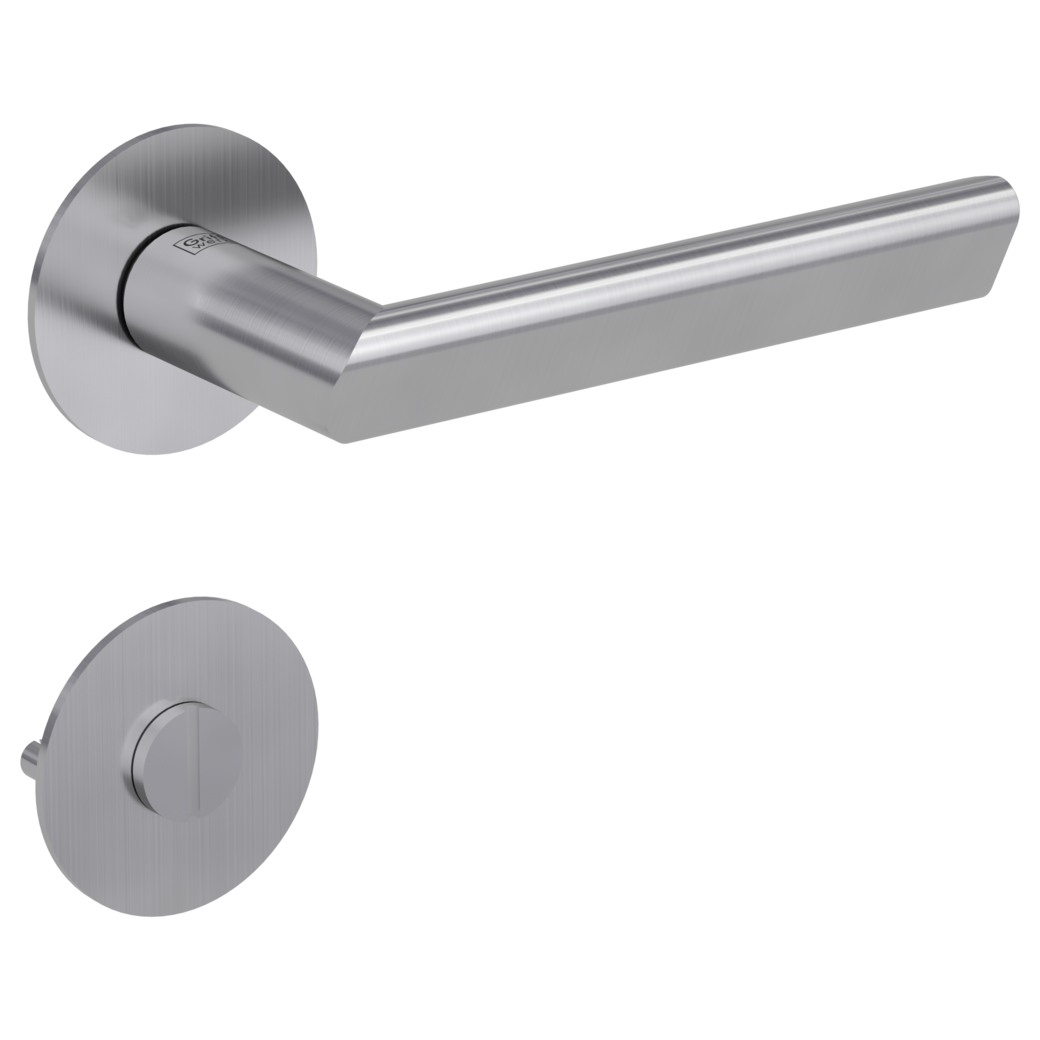 door handle set TRI 134 flat rose rose set round wc brushed steel