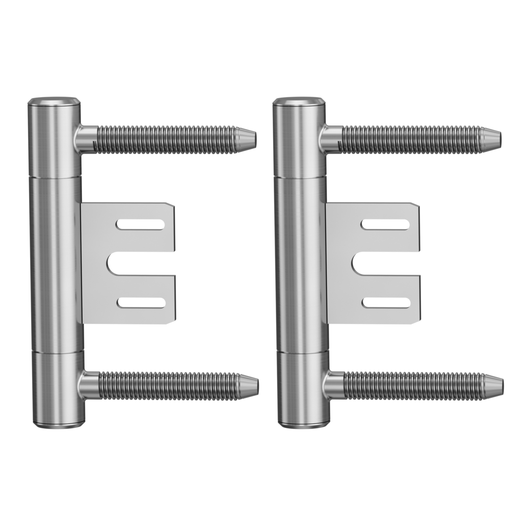 Bandpaar AXUM 9301 inkl. Rahmenteile gefälzte Türen 3-teilig Stahlzarge Edelstahl matt