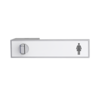 Silhouette product image in perfect product view shows the GRIFFWERK design FRAME DESIGN MANUFAKTUR in the version door handle pair WC in white from outside female version - nickel mat continum