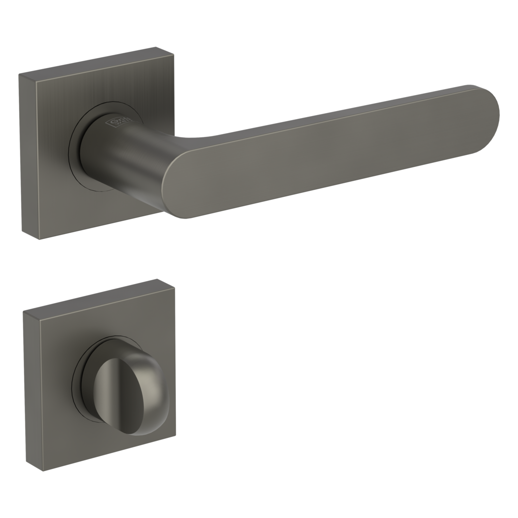 AVUS door handle set Screw-on sys.GK4 straight-edged escut. WC cashmere grey