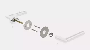 Illustration PIATTA S Das Besondere an unseren PIATTA S Türgriffen ist eine Flachrosette in Edelstahl sowie die PRONTO-FIX Schnellmontage mit Rastersicherung