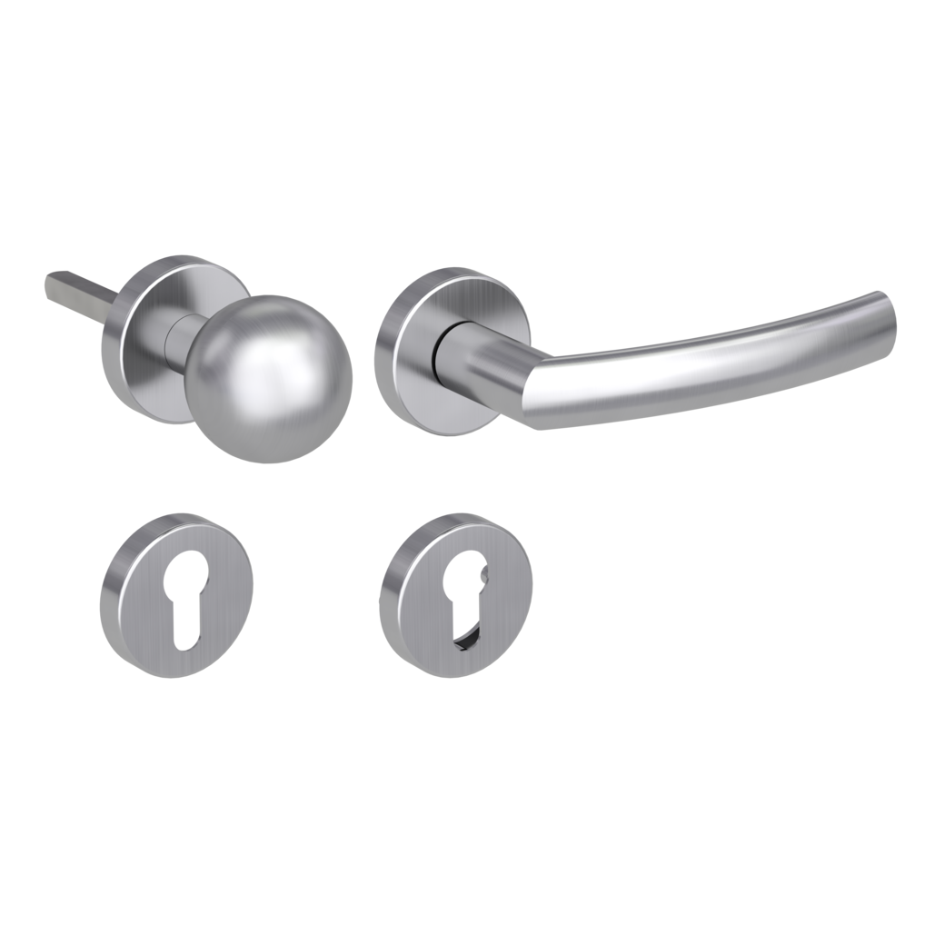 knob handle rose set LORITA clip on FP rose set round knob R4 38-50mm brushed steel R