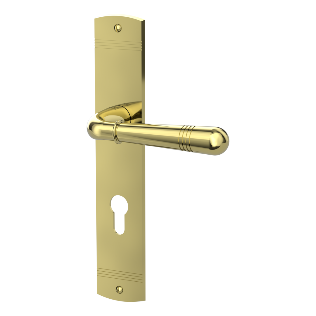 door handle set FABIO deco screw long plate freeform euro profile brass look