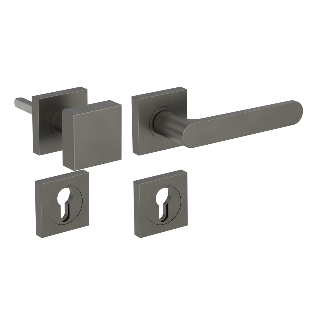 AVUS alternate set Screw-on sys.GK4 straight-edged escut. Knob SQUARE cashmere grey R