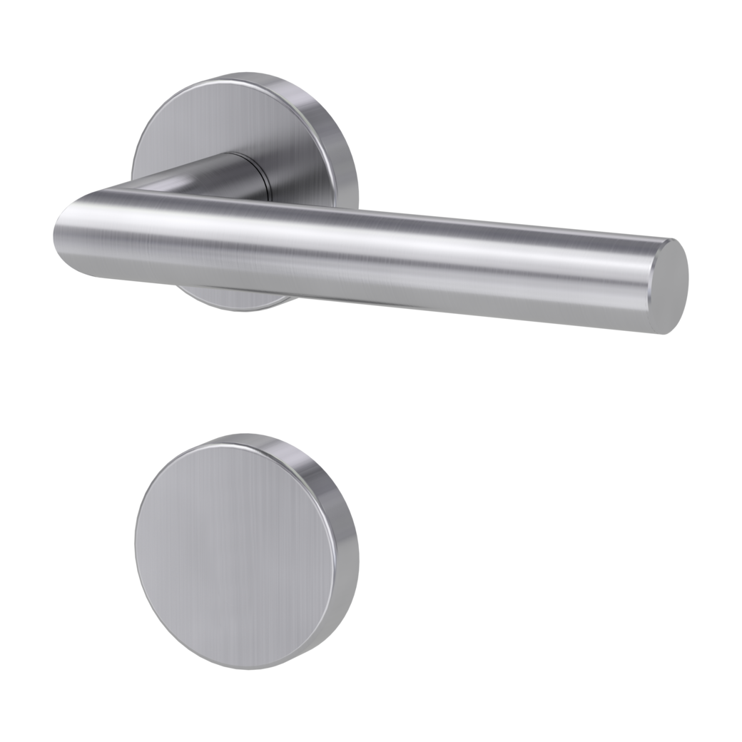 door handle set LUCIA clip on cl3 rose set round blank rose brushed steel