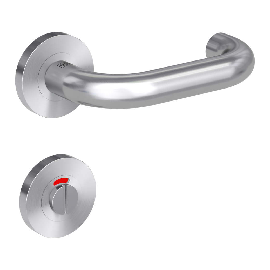 door handle set ALESSIA PROF screw on cl4 rose set round wc red/white brushed steel