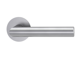 Freigestelltes Produktbild im idealen Blickwinkel fotografiert zeigt GRIFFWERK Rosettengarnitur LUCIA PIATTA S in der Ausführung unverschließbar - Edelstahl matt - Flachrosette