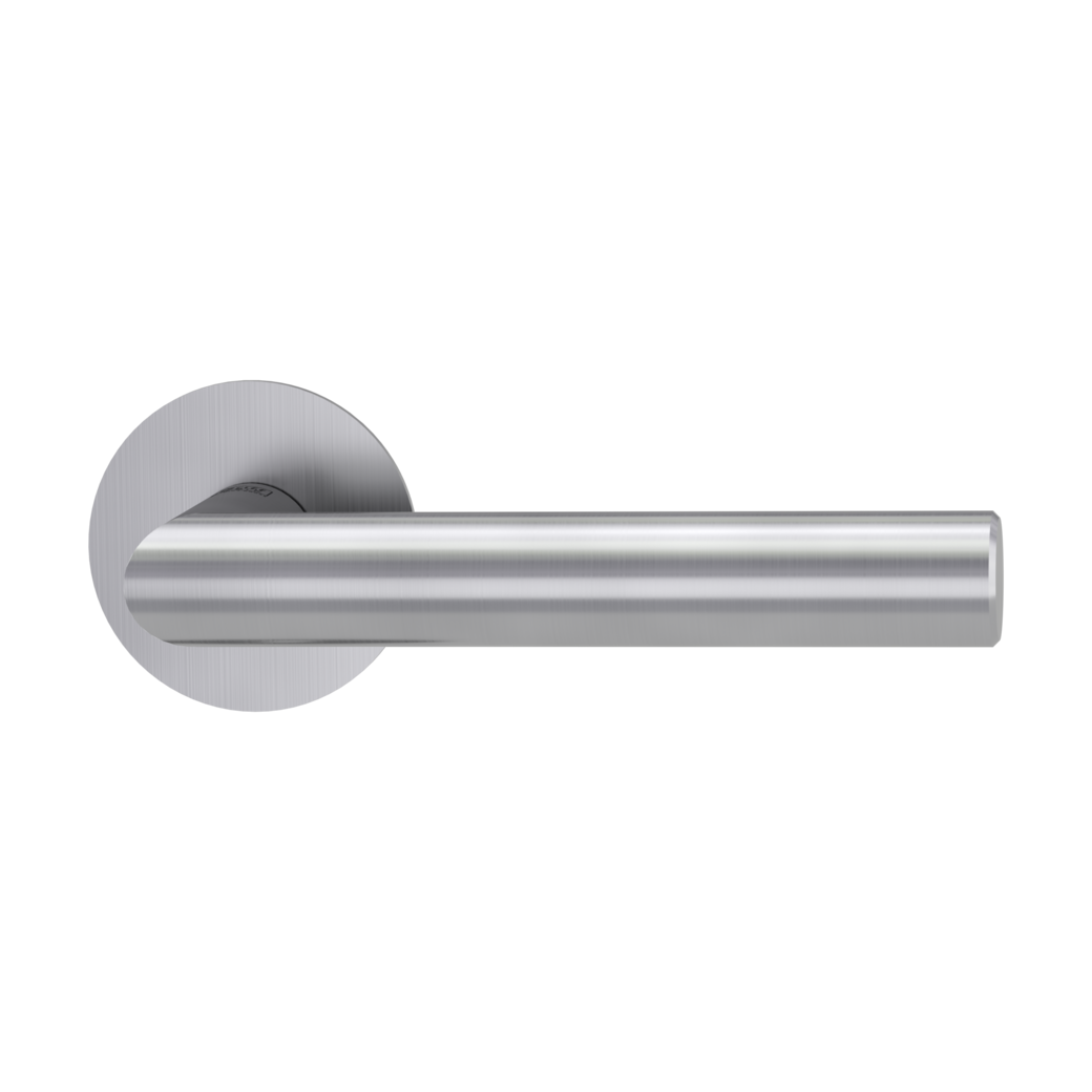 LUCIA PIATTA S door handle set Flat escutcheons round OS satin stainless steel