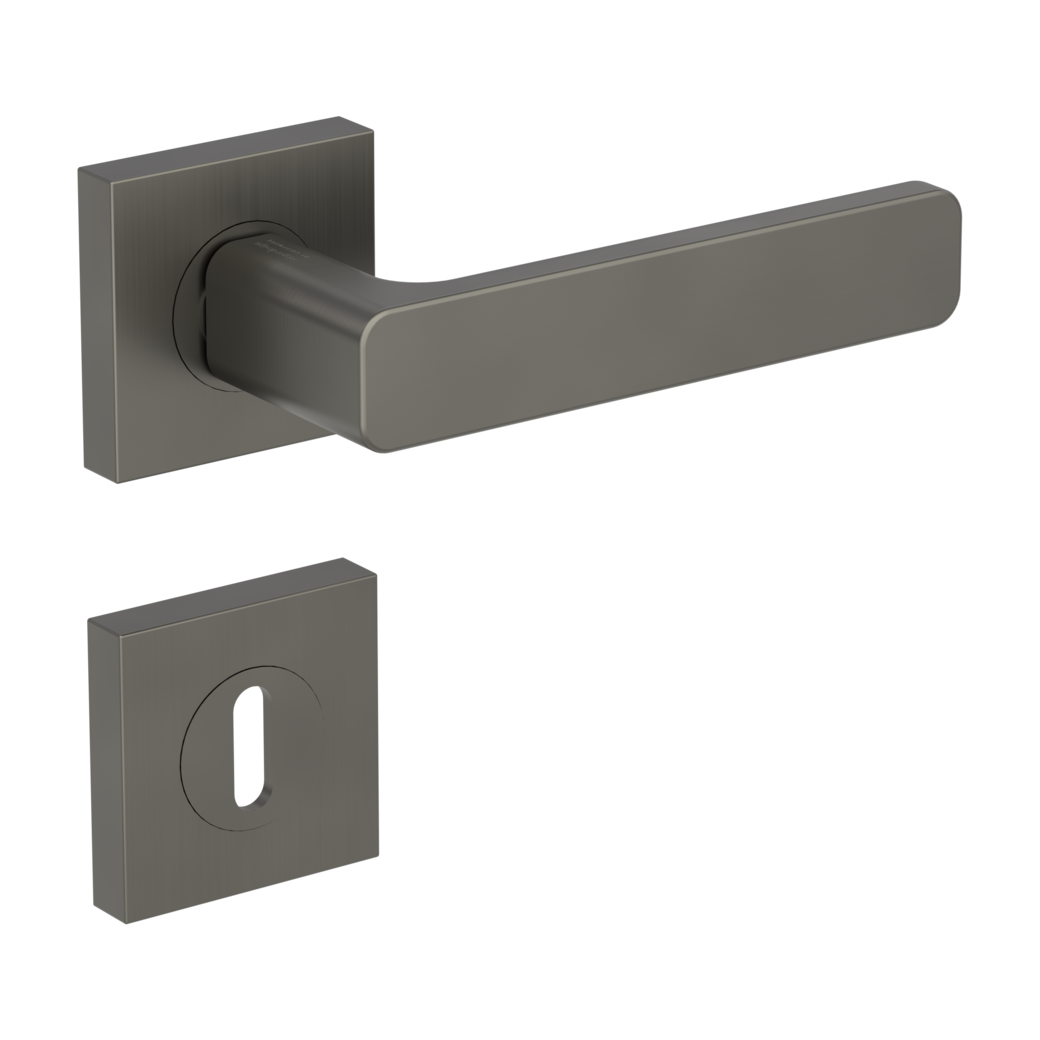 Juego manillas de puerta MINIMAL MODERN Montaje atornillado GK4 Rosetas cuadrad. Llave de paletón Gris cachemira