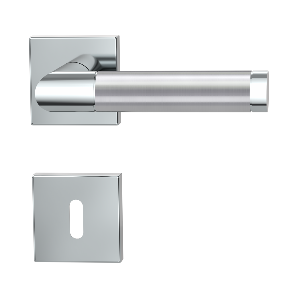 door handle set CHRISTINA QUATTRO clip on cl3 rose set square mortice lock polished/brushed steel