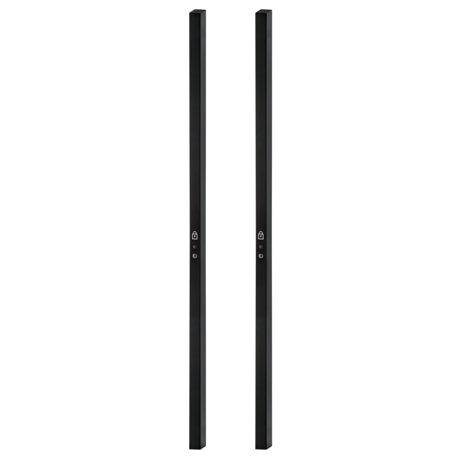Freigestelltes Produktbild im idealen Blickwinkel fotografiert zeigt das Griffwerk Griffstangenpaar PLANEO GS_49017 in der Version smart2lock, Graphitschwarz, Klebetechnik