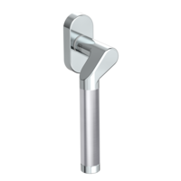 Silhouette product image in perfect product view shows the Griffwerk window handle CORINNA in the version unlockable, chrome/brushed steel