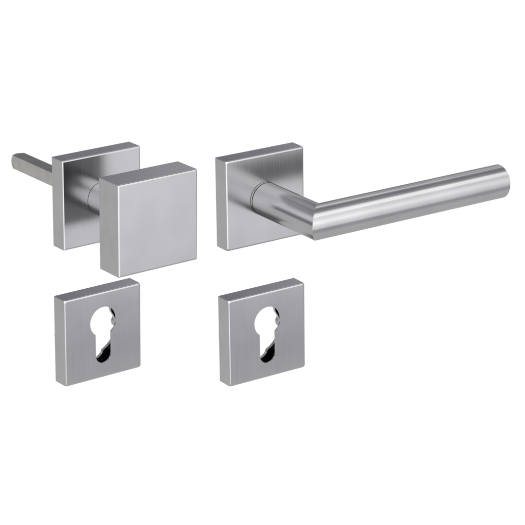 knob handle rose set LUCIA SQUARE clip on cl3 rose set square knob SQUARE brushed steel R