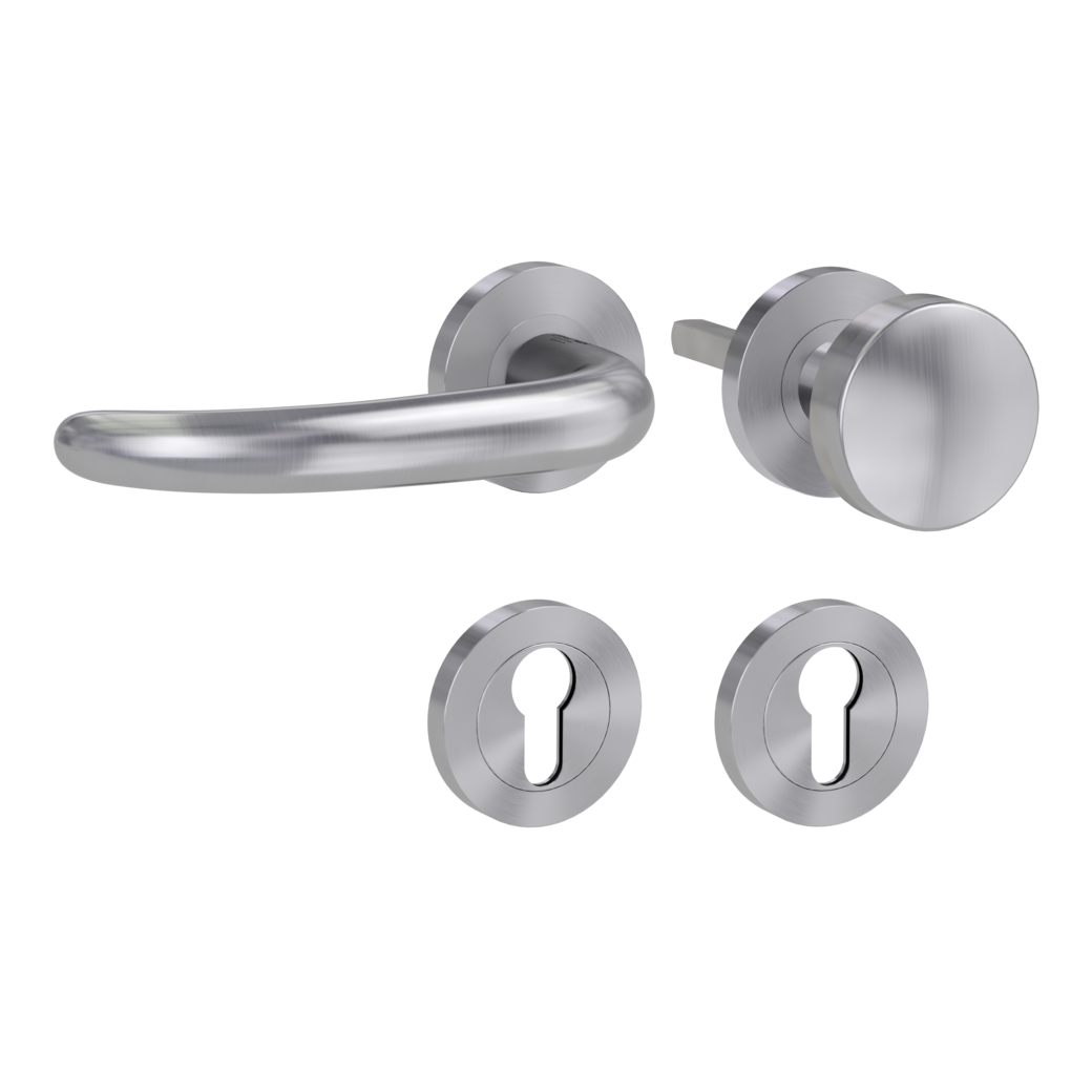 knob handle rose set ULMER GRIFF PROF screw on panic rose set round knob R2 38-50mm brushed steel L