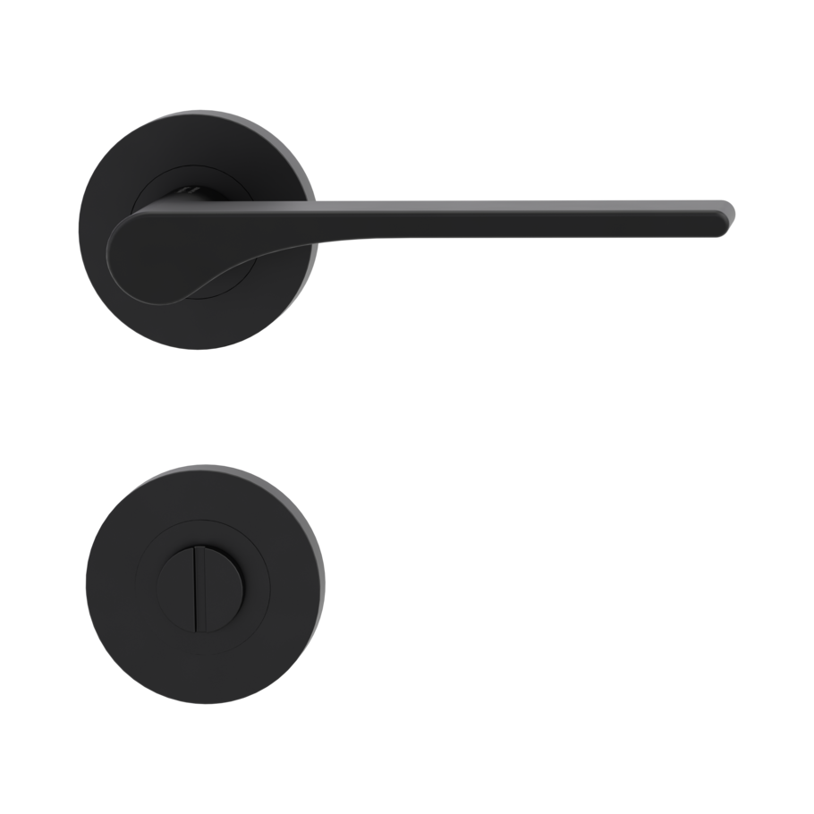 Isolated product image in perfect product view shows the GRIFFWERK rose set LUCIA PROF in the version turn and release - graphite black - screw on technique outside view