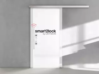 PLANEO smart2lock im Wohnambiente PLANEO smart2lock: Ungestört per Knopfdruck – Privatsphäre für Räume mit Schiebetüren mit komfortabler 1-Hand-Bedienung.