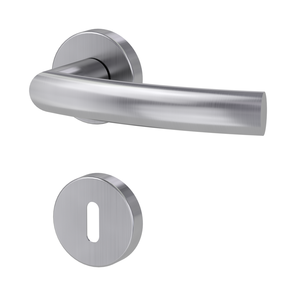 door handle set LORITA clip on cl3 rose set round mortice lock brushed steel