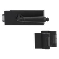 Silhouette product image in perfect product view shows the Griffwerk revolving glass door lock set PURISTO S with handle CAROLA PIATTA S graphite black