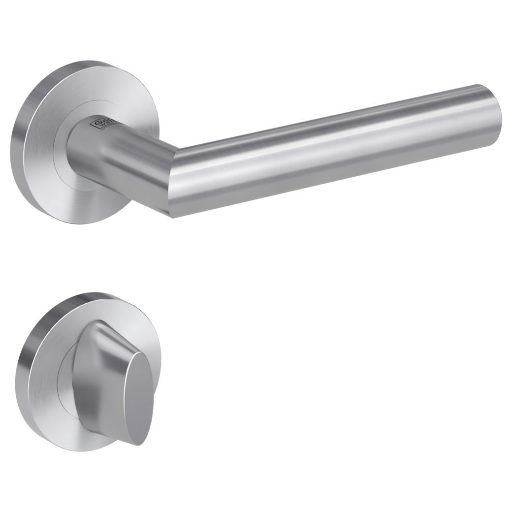 door handle set LUCIA PROF screw on cl4 rose set round wc red/white brushed steel