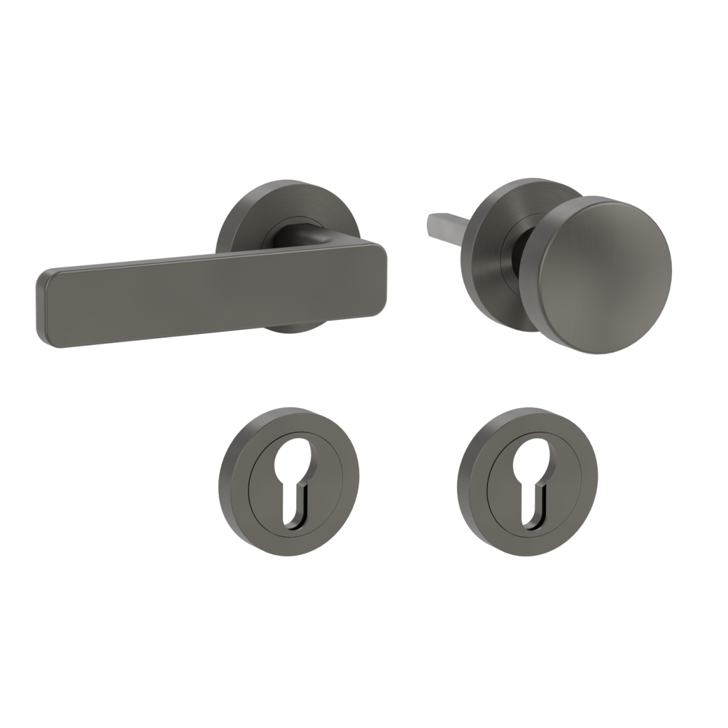 knob handle rose set MINIMAL MODERN screw on cl4 rose set round knob R2 34-45mm cashmere grey L