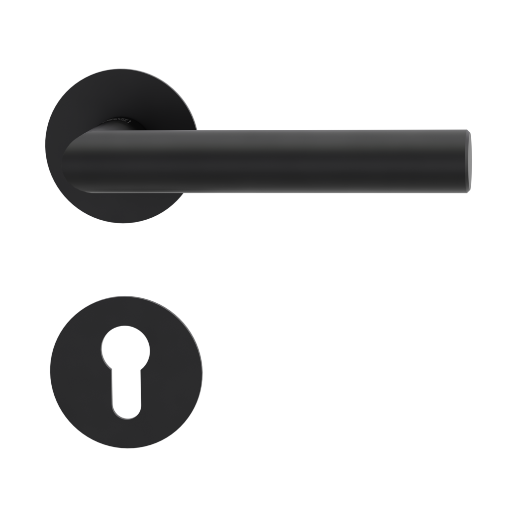 door handle set LUCIA PIATTA S flat rose rose set round euro profile graphite black