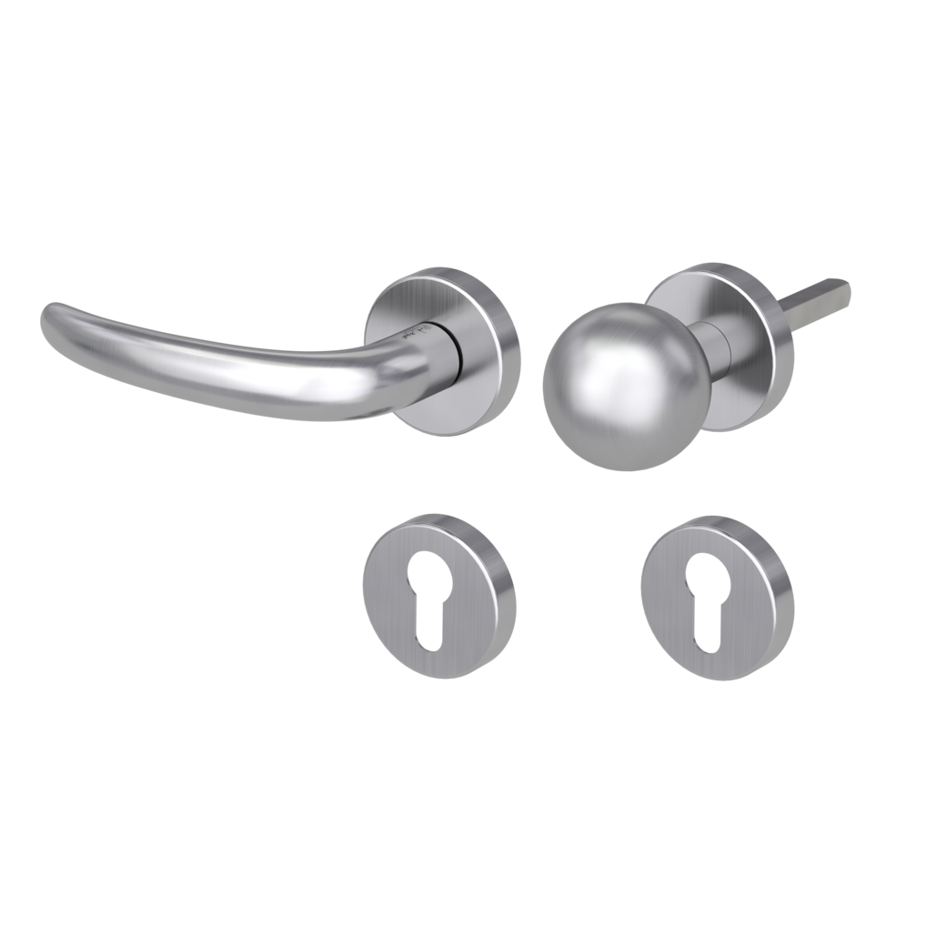 knob handle rose set ULMER GRIFF clip on cl3 rose set round knob R4 brushed steel L
